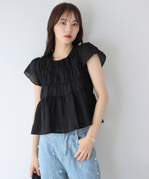 「BLUEEAST」 半袖ブラウス MEDIUM ベージュ レディース_画像9
