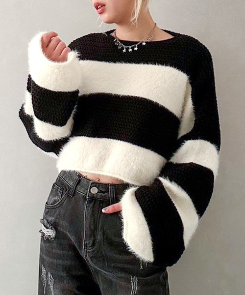 「SpRay」 長袖ニット FREE ブラック レディース_画像4