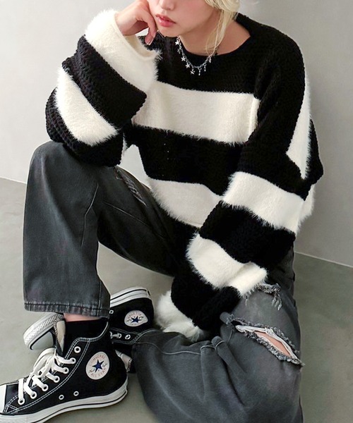 「SpRay」 長袖ニット FREE ブラック レディース_画像9