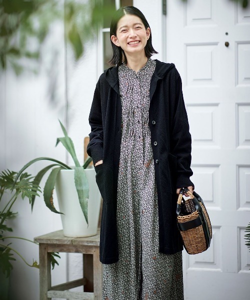 「Sunny clouds」 ニットカーディガン 3L ブラック レディース_画像7