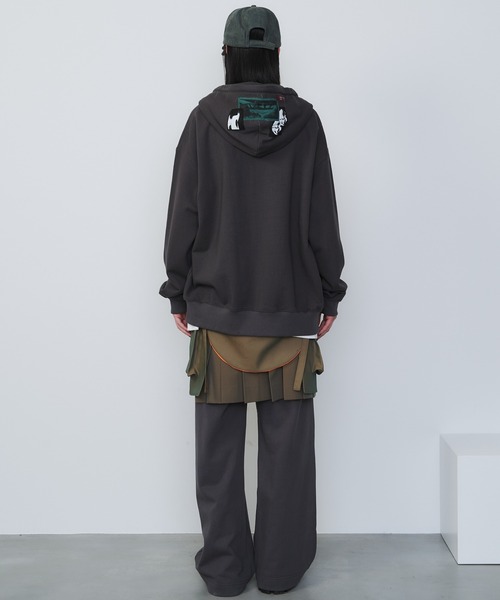 「AIVER」 ジップアップパーカー LARGE ブラック メンズ_画像4