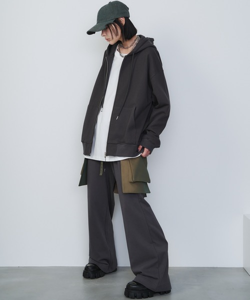 「AIVER」 ジップアップパーカー LARGE ブラック メンズ_画像6