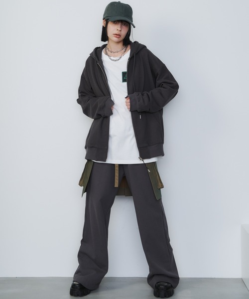 「AIVER」 ジップアップパーカー LARGE ブラック メンズ_画像8