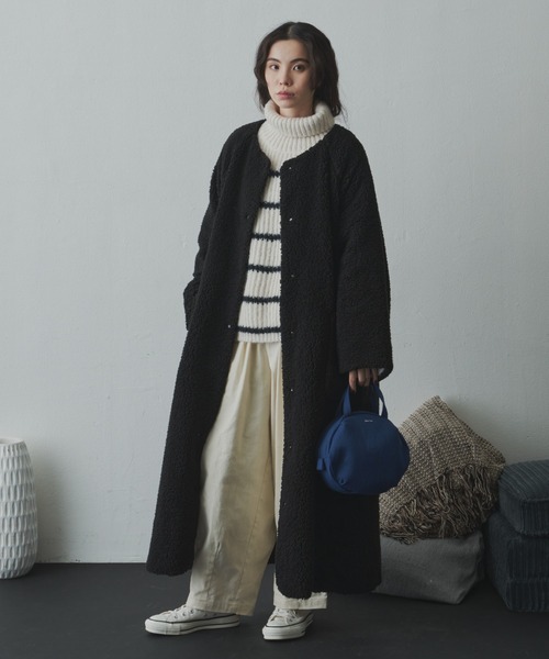 「Libra Cue」 ノーカラーコート FREE ブラック レディース_画像2