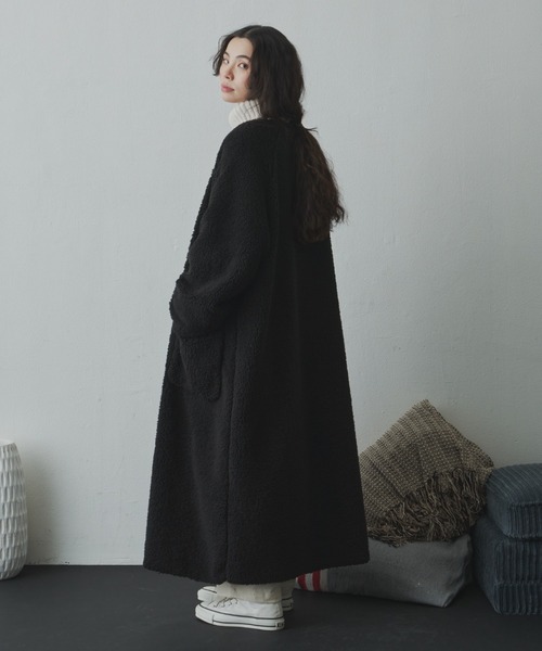 「Libra Cue」 ノーカラーコート FREE ブラック レディース_画像3