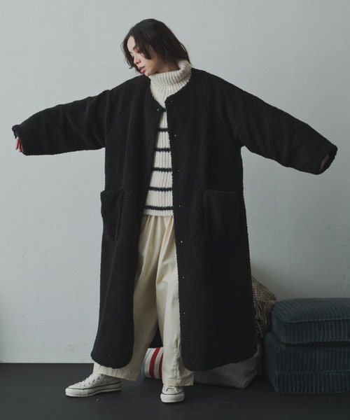 「Libra Cue」 ノーカラーコート FREE ブラック レディース_画像4