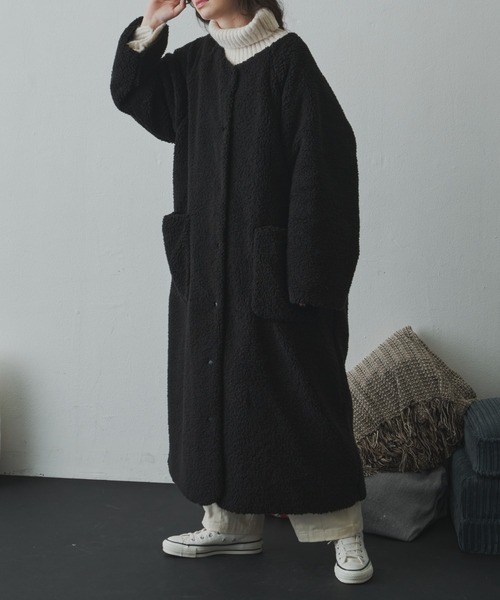 「Libra Cue」 ノーカラーコート FREE ブラック レディース_画像5