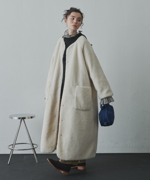 「Libra Cue」 ノーカラーコート FREE ブラック レディース_画像7