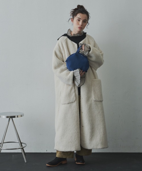 「Libra Cue」 ノーカラーコート FREE ブラック レディース_画像8