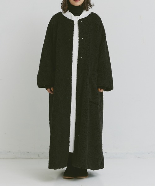 「Libra Cue」 ノーカラーコート FREE ブラック レディース_画像9