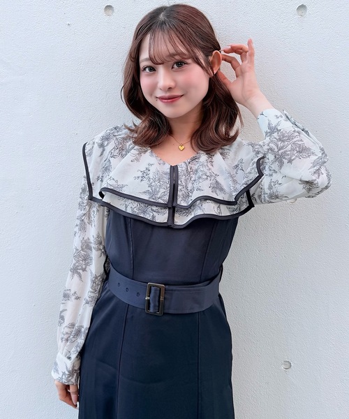 NOMAE（ノーマエ） ワンピース パイピングフリルカラーワンピース