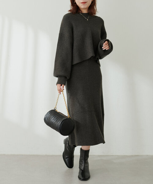 「natural couture」 ニットワンピース SMALL ライトベージュ レディース_画像5