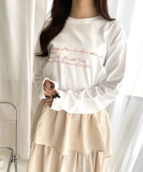 tシャツ 英字ロゴデザインロンT／長袖Tシャツ レディース : ZOZOTOWN