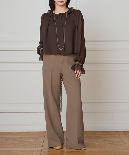 ブラウス シャツ IENA LA BOUCLE ジョーゼットフリル襟ブラウス 