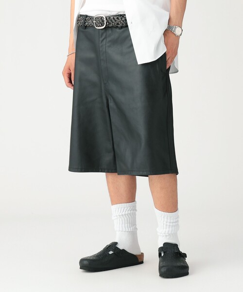 ハーフパンツ ワイドパンツ パンツ カウレザー イージー ショートパンツ「ワイドストレートフィット」 メンズの画像