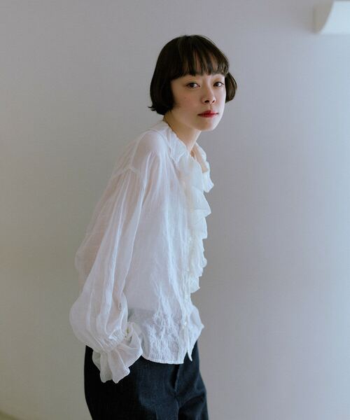 conges payes ADIEU TRISTESSE  ガーゼフリルシャツ conges payes ADIEU TRISTESSE（コンジェペイエアデュートリステス
