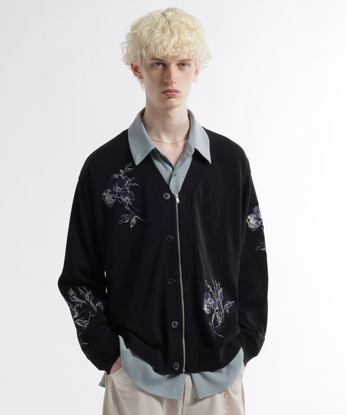 HARE ニットカーディガン TOROMIシシュウシャツ セット HARE（ハレ） カーディガン Flowerシシュウカーディガン(HARE) メンズ