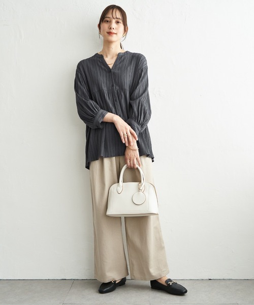 ikka（イッカ） ブラウス シャツ 冷感楊柳バンドカラーシャツ 