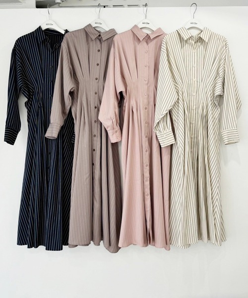 「one after another NICE CLAUP」 シャツワンピース MEDIUM モカ レディース_画像2