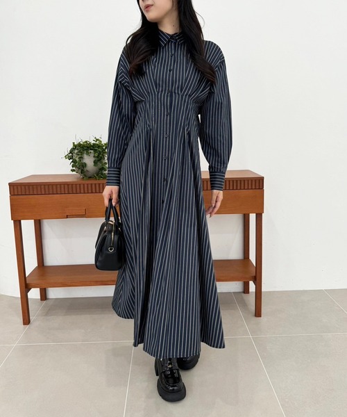 「one after another NICE CLAUP」 シャツワンピース MEDIUM モカ レディース_画像3