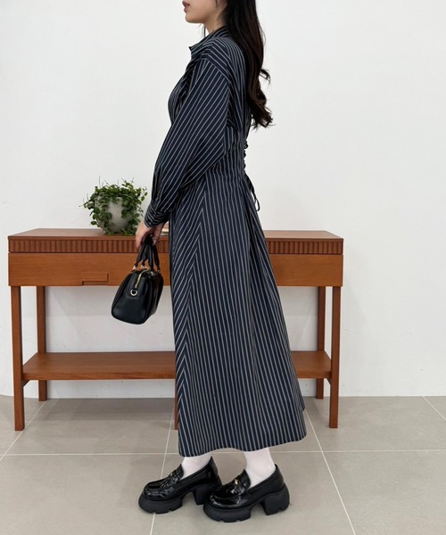 「one after another NICE CLAUP」 シャツワンピース MEDIUM モカ レディース_画像5