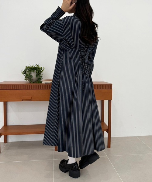 「one after another NICE CLAUP」 シャツワンピース MEDIUM モカ レディース_画像6