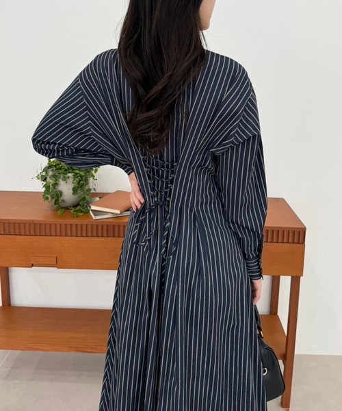 「one after another NICE CLAUP」 シャツワンピース MEDIUM モカ レディース_画像7