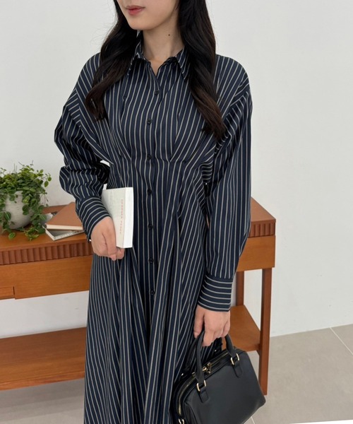 「one after another NICE CLAUP」 シャツワンピース MEDIUM モカ レディース_画像8