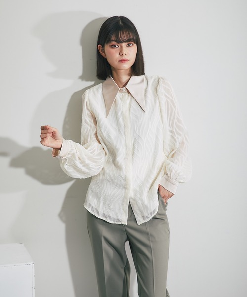 「SMILE ORCHID」 長袖シャツ M アイボリー レディース_画像3