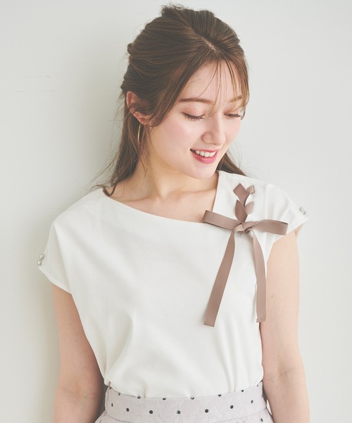 「LAISSE PASSE」 半袖カットソー MEDIUM ピンクベージュ レディース_画像2
