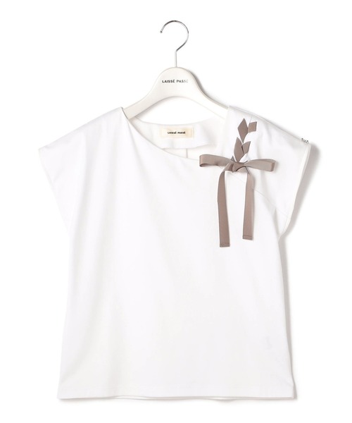 「LAISSE PASSE」 半袖カットソー MEDIUM ピンクベージュ レディース_画像5