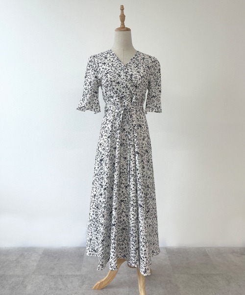 「Futier land」 7分袖ワンピース LARGE ブラック レディース_画像7