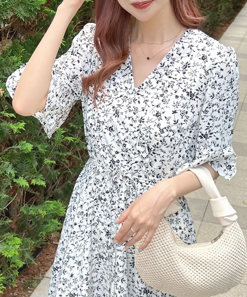 「Futier land」 7分袖ワンピース LARGE ブラック レディース_画像8