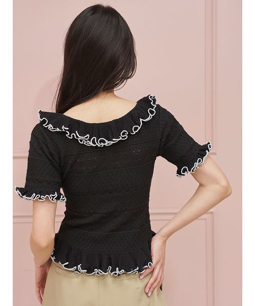 SNIDEL クロシェライクフリルニットプルオーバー　新品 SNIDEL（スナイデル） ニット セーター クロシェライクフリルニット