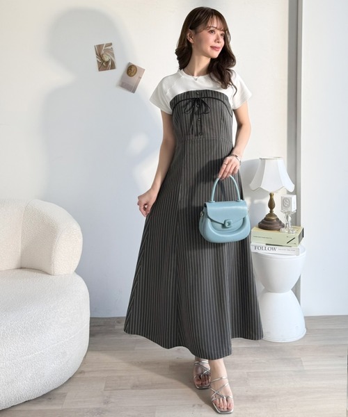 「mily bilet」 半袖ワンピース SMALL オフホワイト レディース_画像2