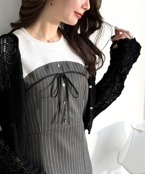「mily bilet」 半袖ワンピース SMALL オフホワイト レディース_画像3