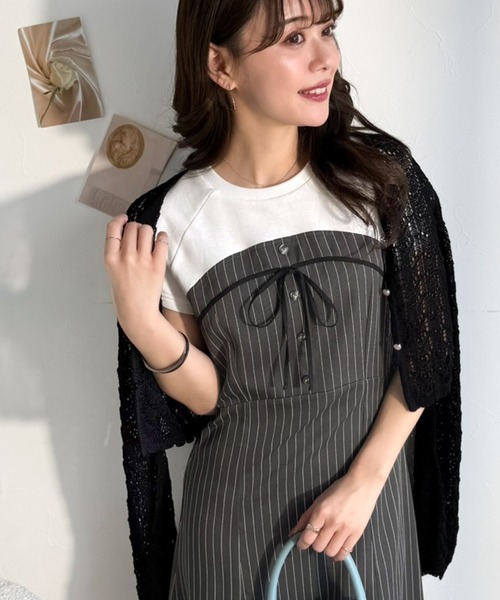 「mily bilet」 半袖ワンピース SMALL オフホワイト レディース_画像4