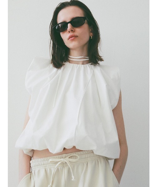 CLANE（クラネ） tシャツ 半袖 CLANE/クラネ/GATHER RIBBON TOPS
