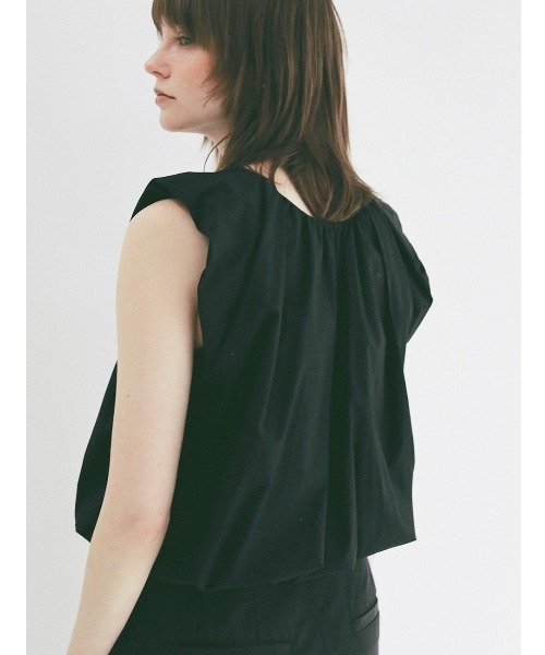 CLANE 半袖Tシャツ ブラック サイズ2 CLANE（クラネ） tシャツ 半袖 CLANE/クラネ/GATHER RIBBON TOPS