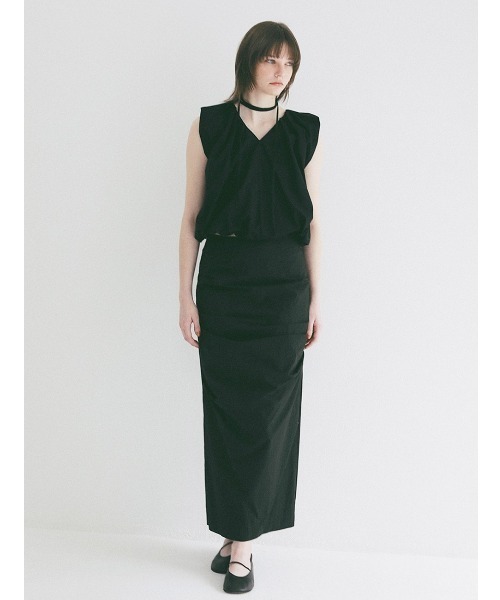 CLANE（クラネ） tシャツ 半袖 CLANE/クラネ/GATHER RIBBON TOPS