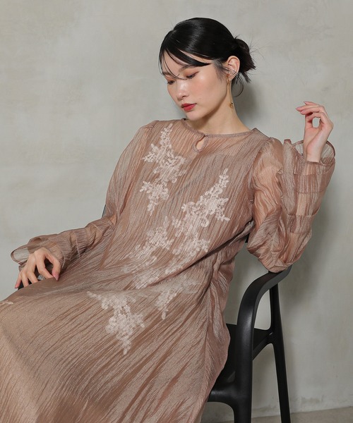 「Kana」 「LE'RURE」長袖ワンピース S モカ レディース_画像5