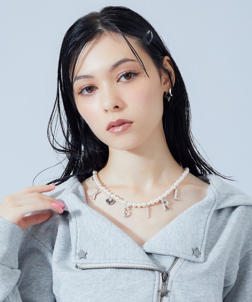 X-girl（エックスガール） ネックレス FAUX PEARL LOGO CHARM 2WAY
