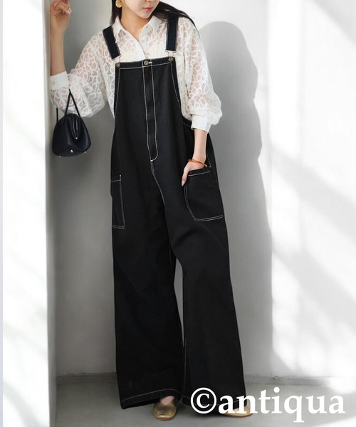 「antiqua」 オーバーオール R ベージュ レディース_画像3