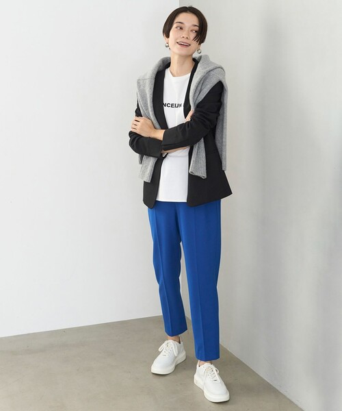 「UNFILO」 ノーカラージャケット LARGE ネイビー レディース_画像8