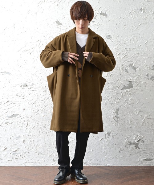 美品 ブルックスブラザーズ チェスターコート ロング丈 黒 ブラック XL相当 MinoriTY チェスターコート コート メンズビッグシルエット