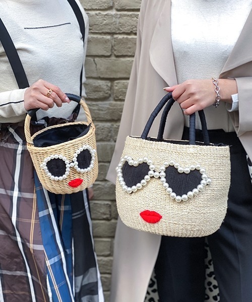 かごバッグ カゴバッグ 「a-jolie/アジョリー」パールハートサングラス