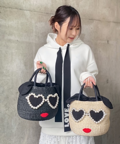 かごバッグ カゴバッグ 「a-jolie/アジョリー」パールハートサングラス