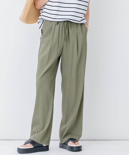 【未使用品】23区☆リネンビスコース ストレッチ セミワイド ストレート パンツ STORY7月号掲載/洗える】リネンヴィスコースストレッチ ドロスト