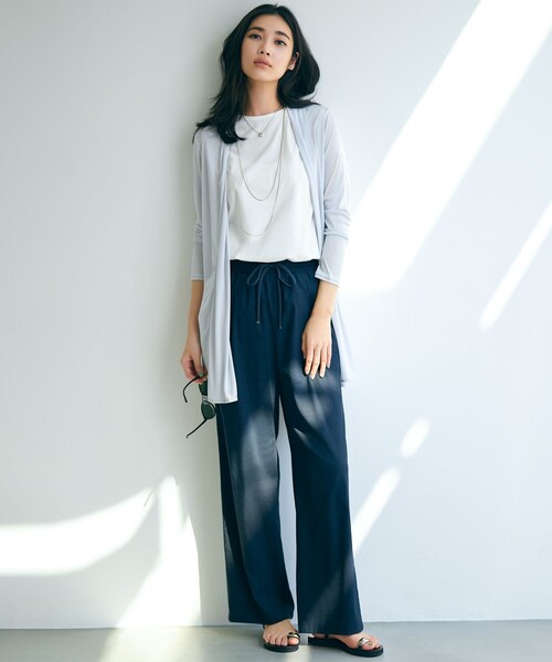 23区L 48 【洗える】リネンヴィスコース ストレッチ パンツ 定価¥1.9万 洗える】リネンヴィスコースストレッチストレートパンツ | 23区