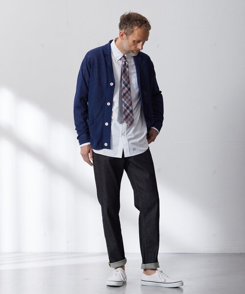 J.PRESS メンズ　ジャケット　カーディガン　M ネイビー J.PRESS カーディガン 「HYBRID LINEN」アンカージャケット